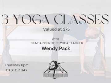 3 Yoga Classes with Wendy Pack, valued at $75