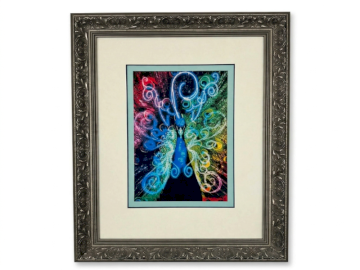 Framed Handcrafted Peacock Needlepoint Art