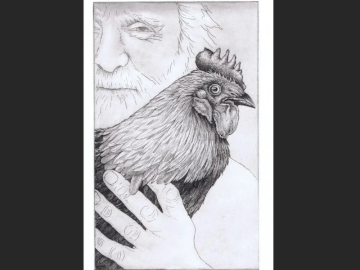 'Spring Chicken' etching by Artist Deidre Copeland